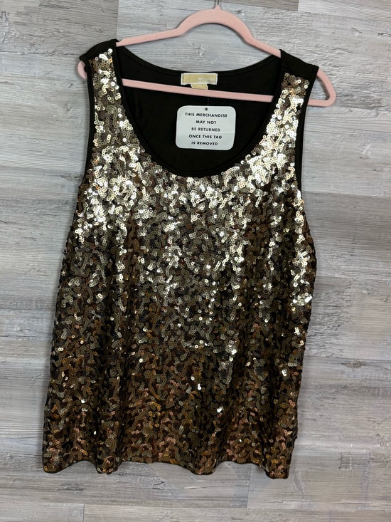 Michael Kors Tops - Michael Kors NWT Spruce Green Sequin Tank Top 2X Gold Sparkle Party Cami